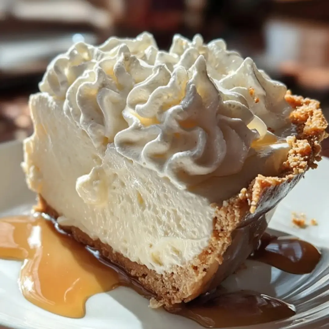 Slice of Root Beer Float Pie topped with whipped cream and a cherry, served on a plate with a retro soda fountain vibe.