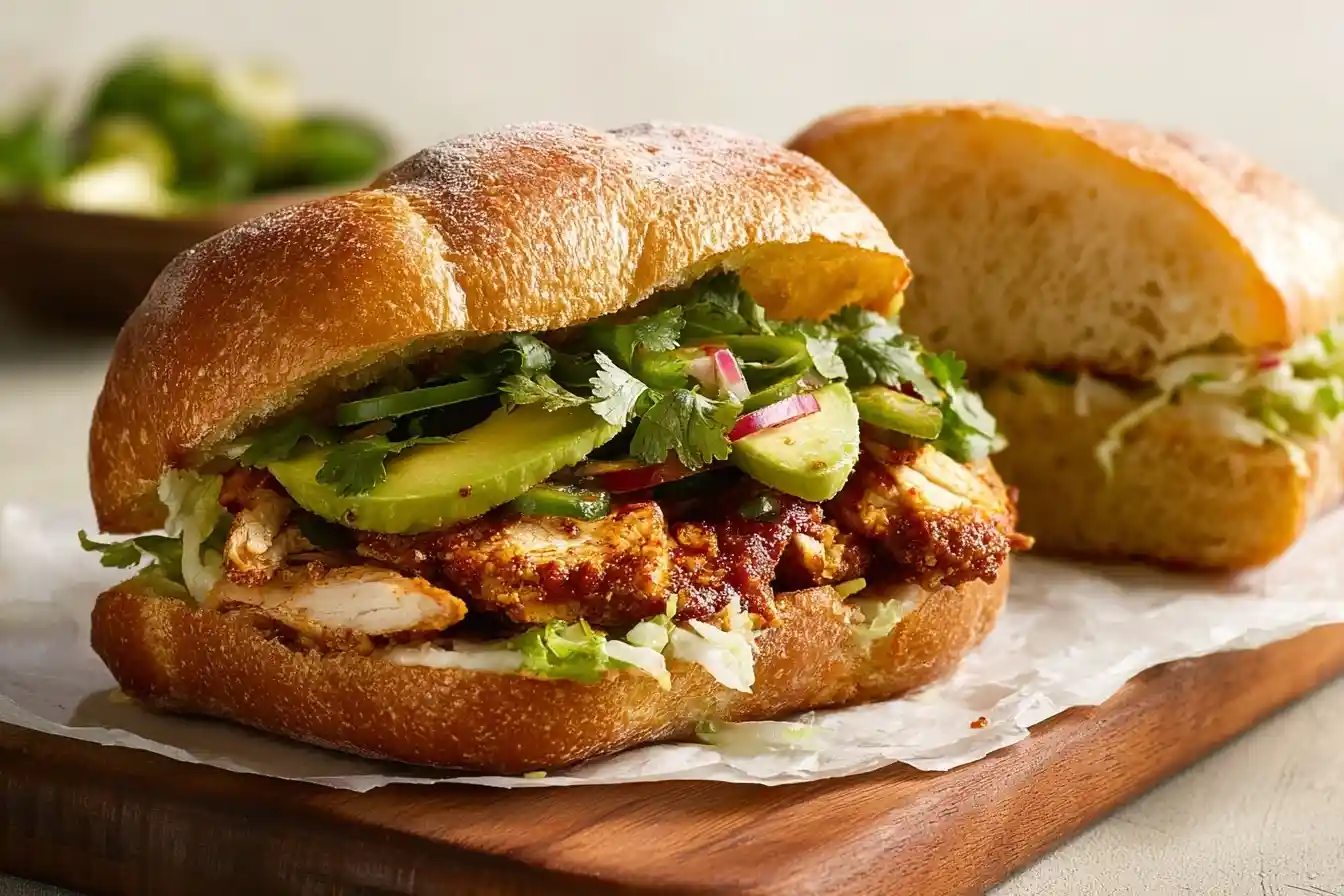 Close-up of a {{ $('Fetch Recipe Data').first().json["Main Keyword"] }} with avocado, cilantro, and spiced meat.