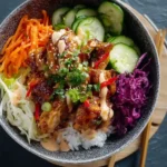 A vibrant {{ $('Fetch Recipe Data').first().json["Main Keyword"] }} with fresh veggies and spicy mayo.