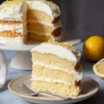 A delicious slice of {{ $('Fetch Recipe Data').first().json["Main Keyword"] }} with white frosting and zest on a plate.