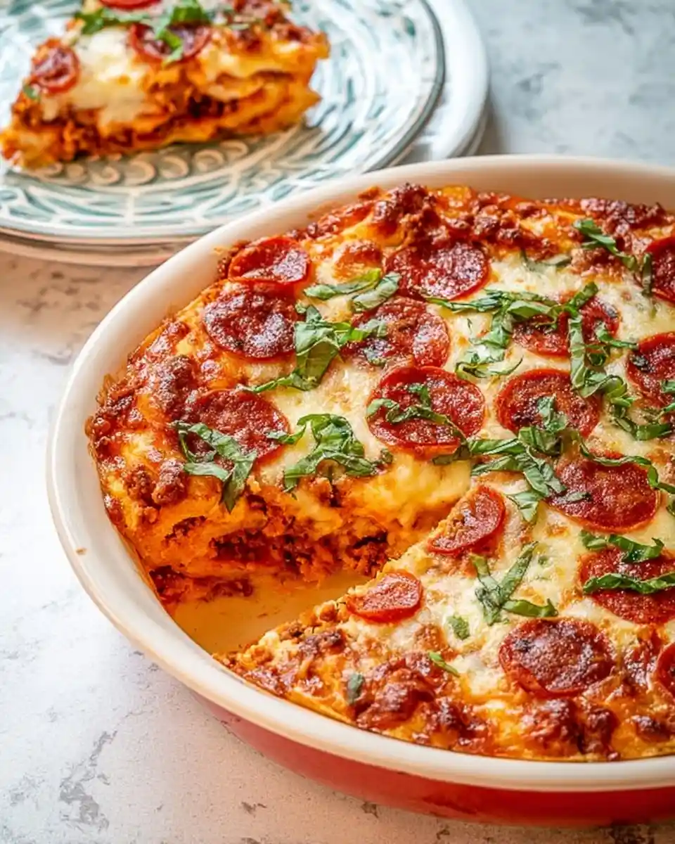 A delicious {{ $('Fetch Recipe Data').first().json["Main Keyword"] }} topped with pepperoni and fresh basil.
