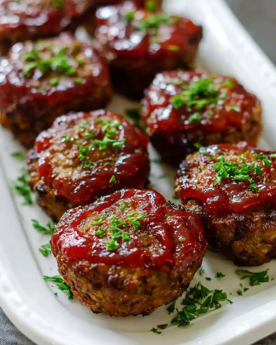 A white platter serving freshly baked {{ $('Fetch Recipe Data').first().json["Main Keyword"] }} topped with red glaze and parsley.